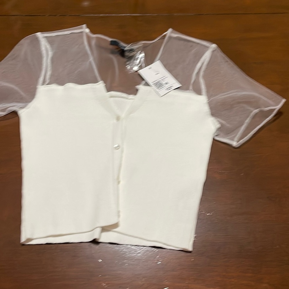 White netted button down top
New with tags